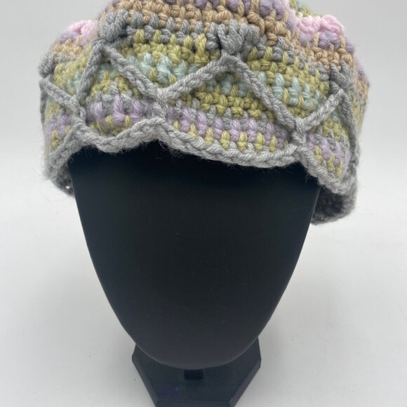 Handcrafted Crochet Pastel Multicolor Beanie Hat - Picture 6 of 6